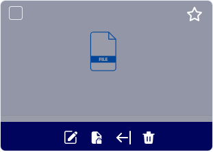 File card on hover showing the action toolbar with rename, change access, move and delete icons