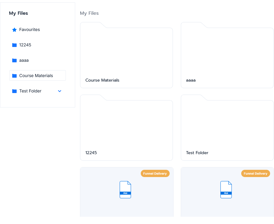 Grid showing the newly created Course Materials folder alongside the other folders